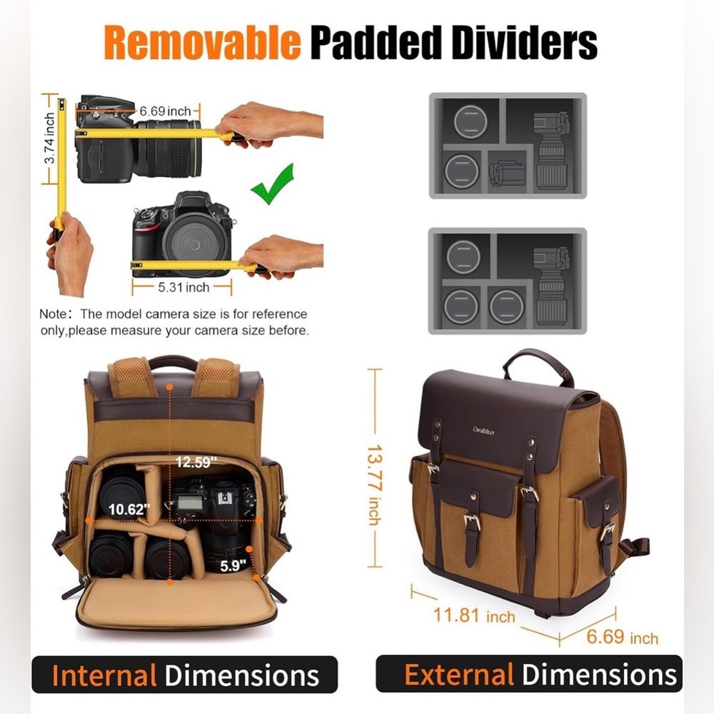 DSLR SLR Tripod Camera Backpack Multiple Storage For A Professional Photographer - Picture 5 of 10